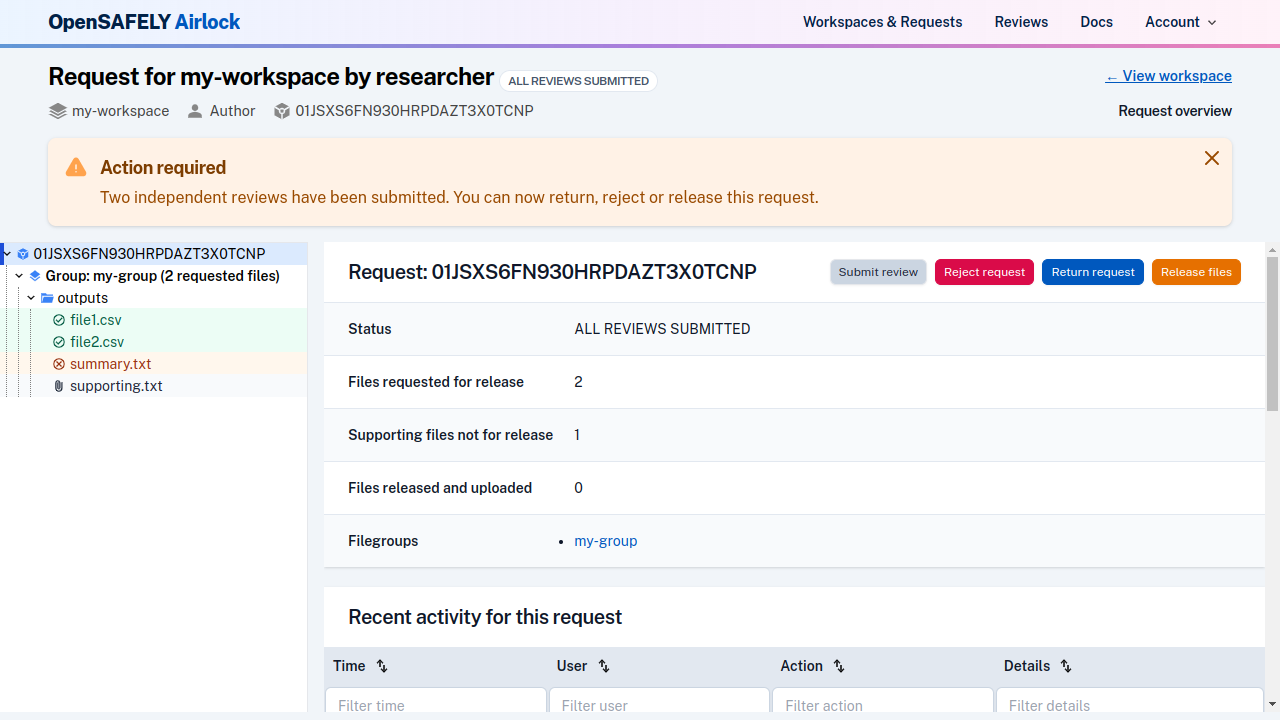 Ready to release request